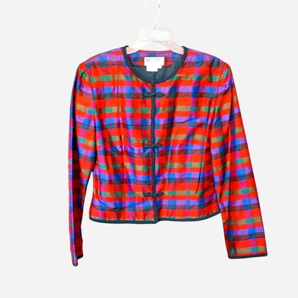 Maggy London Blouses Multicolored Ginghamcore Silk Jacket Size: 12